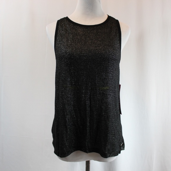 Betsey Johnson Tops - Betsey Johnson Black Metallic High Neck Tank Top